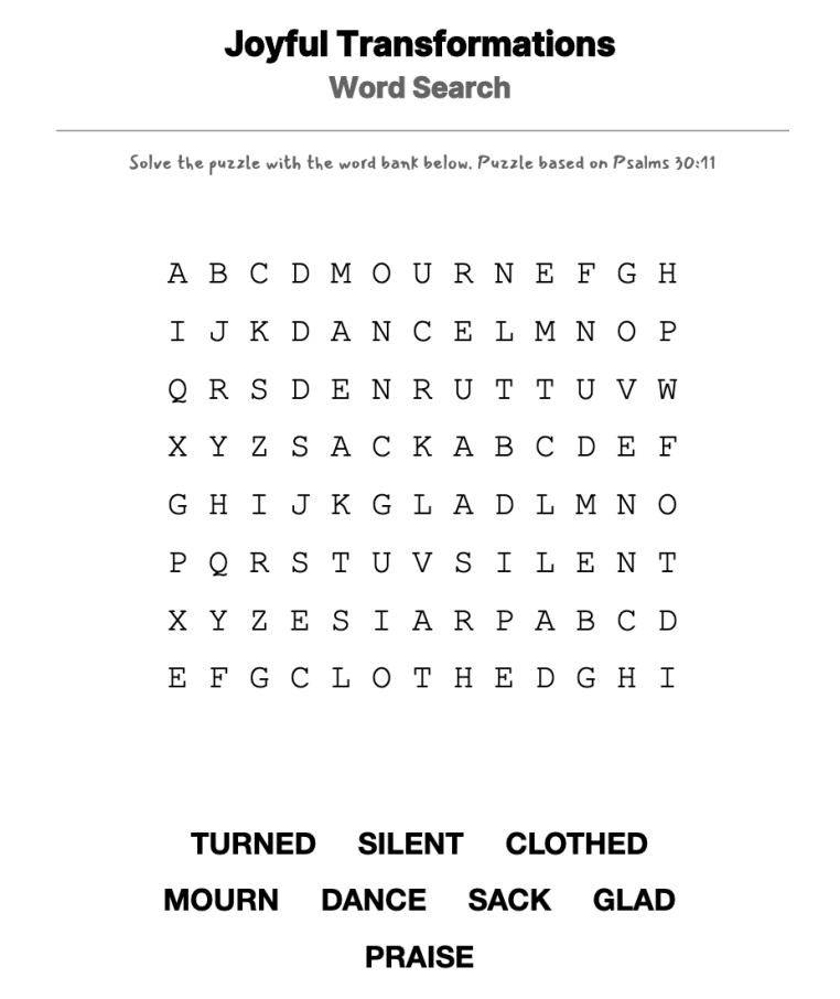 A Coat of Joy word-search